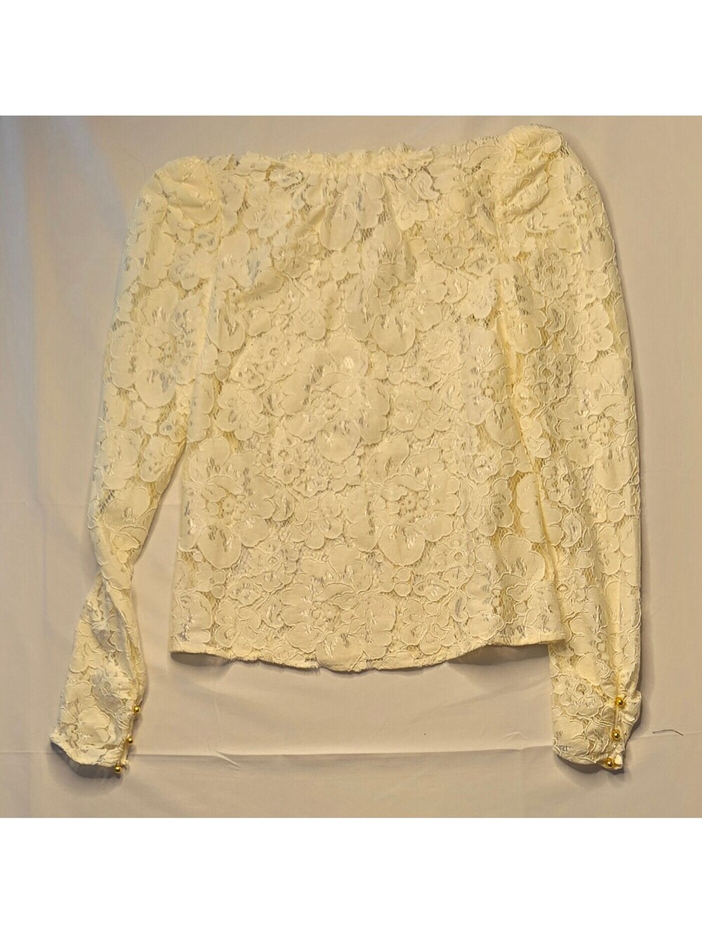 WAYF Emma Long Sleeve Boho Coquette Lace Blouse in Cream/White XS fairycore NWT